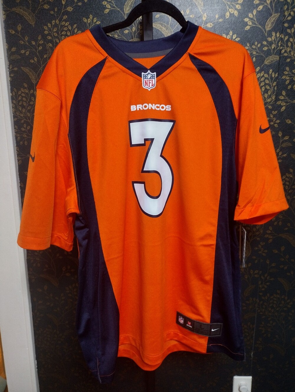 NEW Nike NFL Denver Broncos Orange And Navy #3 Russell Wilson Jersey